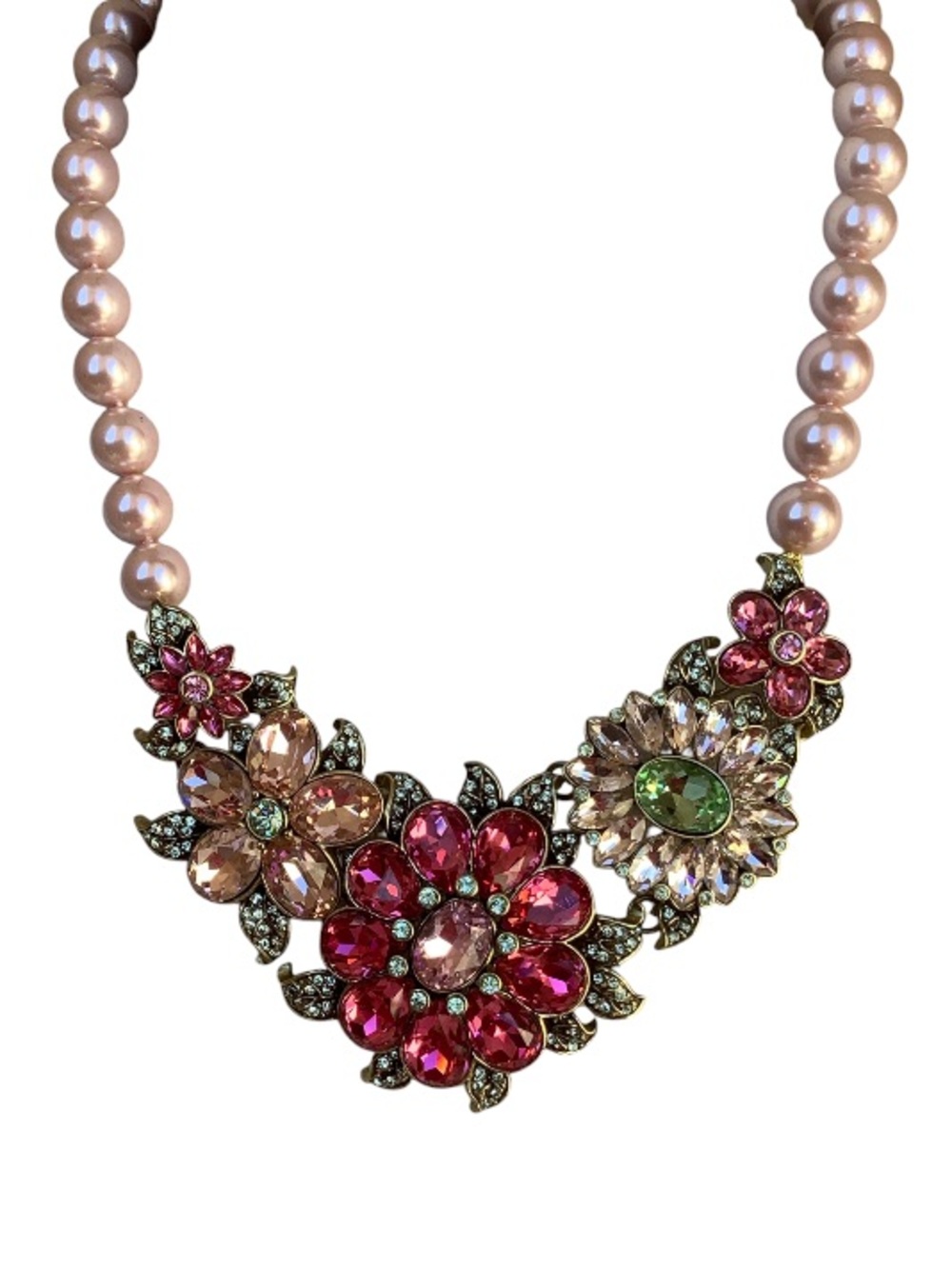 Heidi Daus Pink Floral Swarovski Crystal Necklace